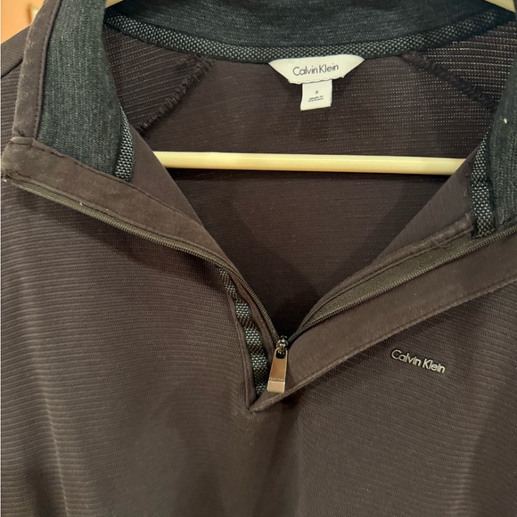 Calvin Klein Men’s Quarter Zip Pullover Sweater Chocolate Brown Size S - Picture 2 of 6